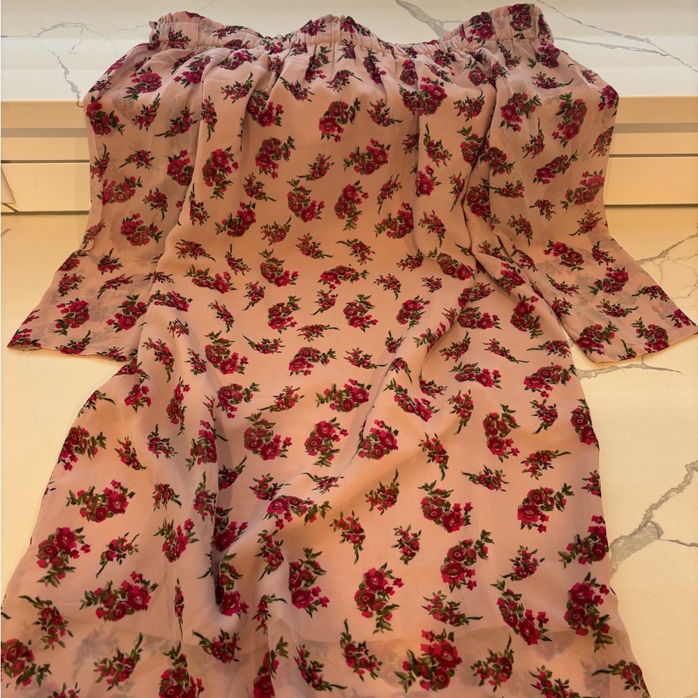 James and Erin floral off the shoulder dress